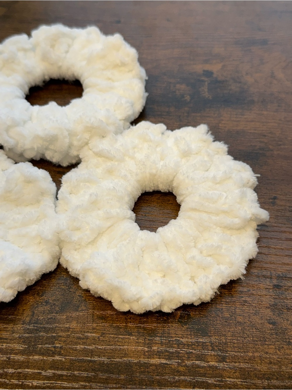 Plush Cream Velvet Scrunchie Set - Soft Textured Hair Accessory - Picture 6 of 6
